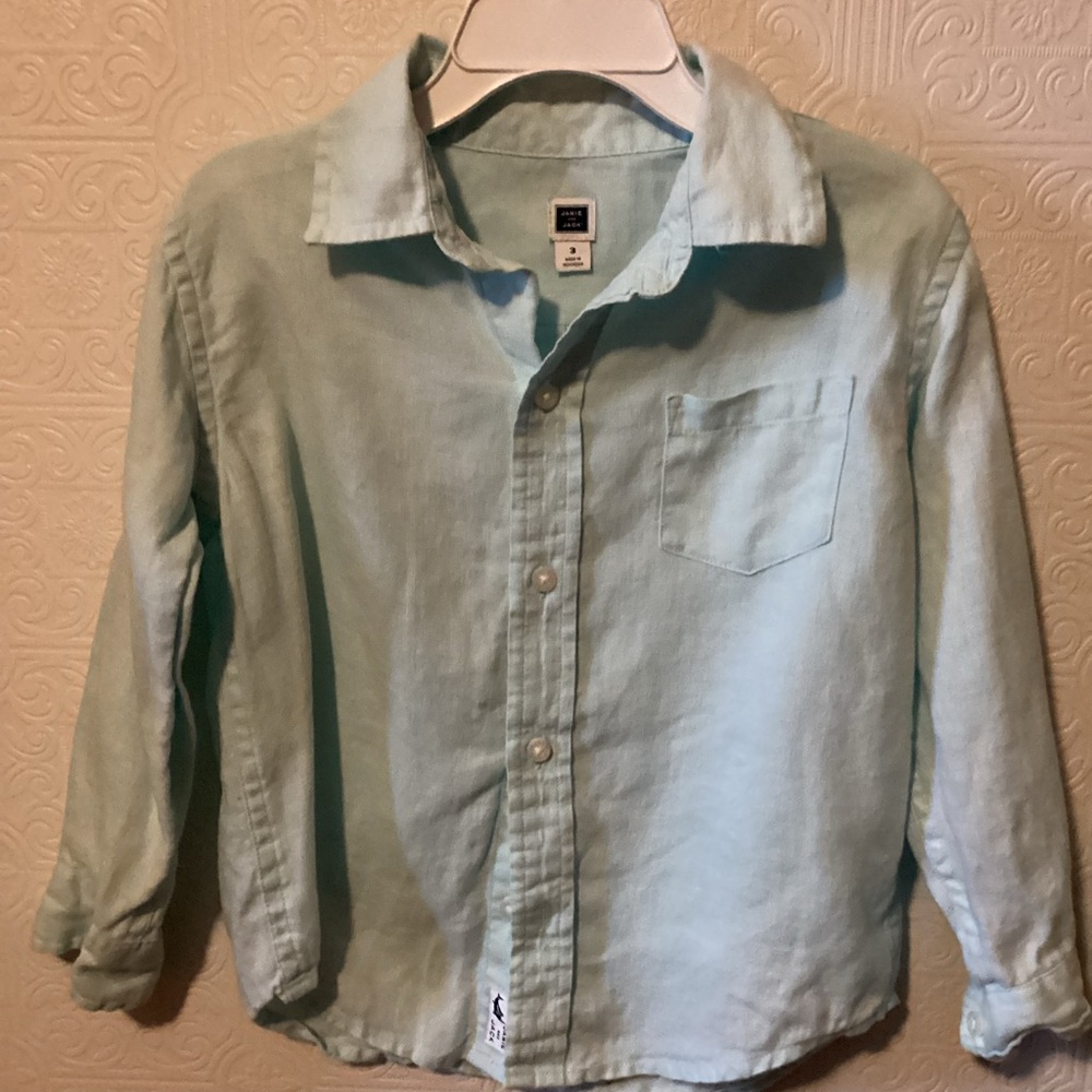 Janie & Jack Aqua Linen Button Down